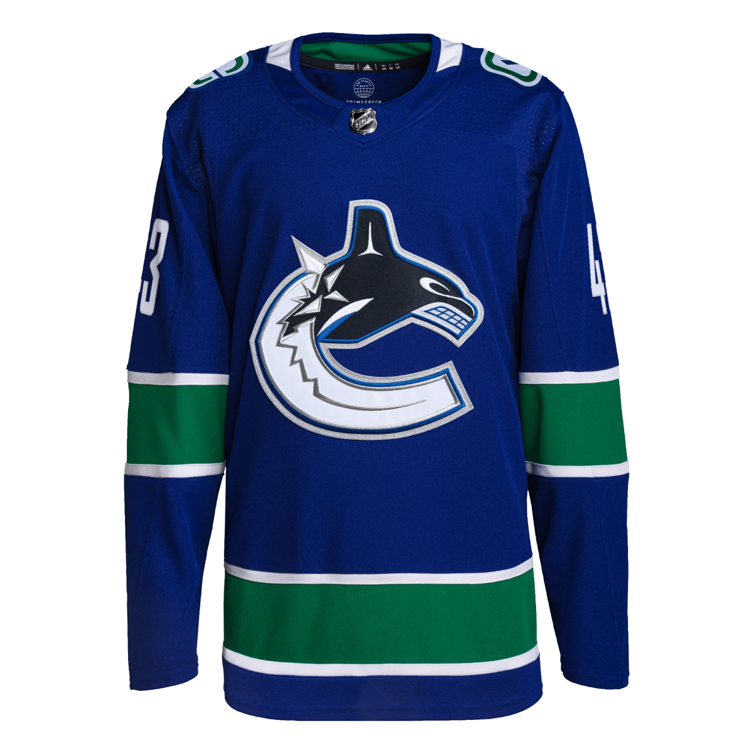 Vancouver Canucks Home Adidas PrimeGreen Senior Jersey - Quinn Hughes 3 Vancouver Canucks Home Adidas PrimeGreen Senior Jersey - Quinn Hughes