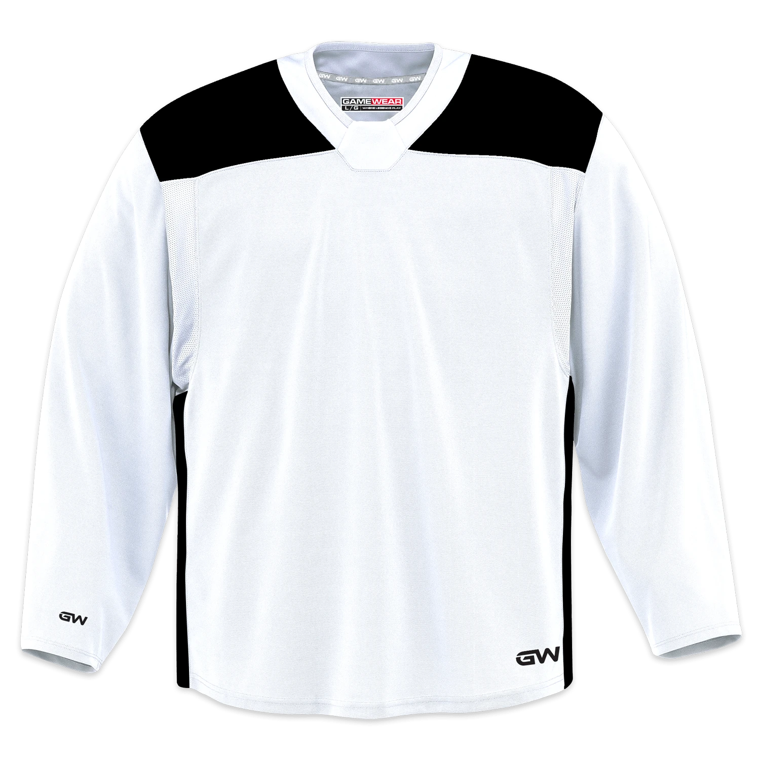 GameWear GW6500 ProLite Series Junior Hockey Practice Jersey - White / Black 3 GameWear GW6500 ProLite Series Junior Hockey Practice Jersey - White / Black