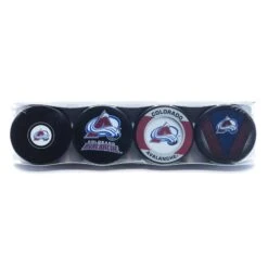 Colorado Avalanche Inglasco NHL Logo Hockey Puck (4 Pack)